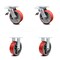 Service Caster 6 Inch Red Poly on Cast Iron Caster Set with Ball Bearings 2 Brakes 2 Rigid SCC SCC-TTL30S620-PUB-RS-2-R-2 - alternate 1